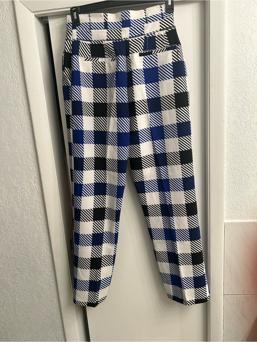 Men's Blue, Black and White Checked Chinos